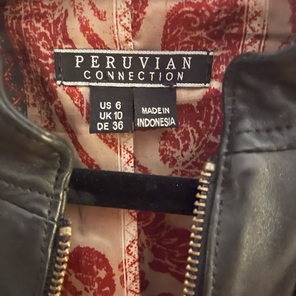 Peruvian collection leather jacket black size 6 - Picture 6 of 9